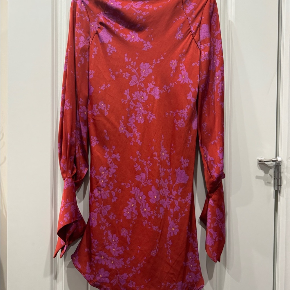 FREE PEOPLE ARIES PRINTED MINI DRESS red and purple floral - Picture 3 of 4